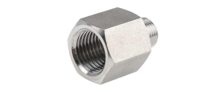 Legris Stainless Steel Pipe Fitting, Straight Hexagon Increaser, Male R 1/8in x Female G 1/4in