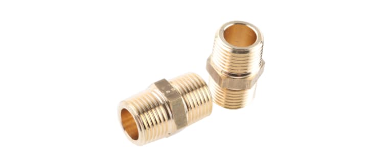 Legris Brass Pipe Fitting, Straight Threaded Adapter, Male R 1/2in to Male R 1/2in