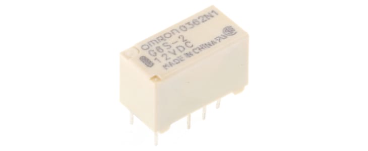 Omron PCB Mount Signal Relay, 12V dc Coil, 2A Switching Current, DPDT