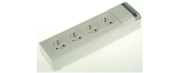 Type E - French 4 Gang Trailing Socket, 250 V ac, No