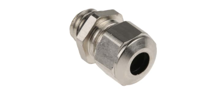 SES Sterling A1 Series Metallic Nickel Plated Brass Cable Gland, M8 Thread, 3.5mm Min, 5mm Max, IP68, IP69K