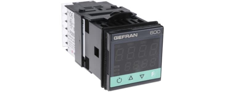 Gefran 600 PID Temperature Controller, 48 x 48 (1/16 DIN)mm, 2 Output Relay, 100 V ac, 240 V ac Supply Voltage ON/OFF