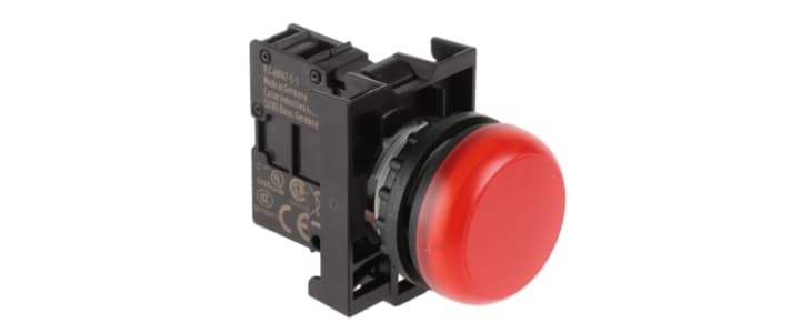 Eaton, RMQ-Titan, Flush Mount, Rear, Surface Mount Red LED Indicator, 22mm Cutout, IP69K, Round, 12 → 30V ac/dc