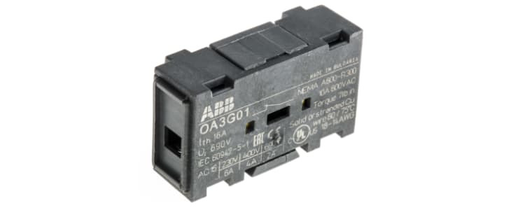 ABB Auxiliary Contact, 1 Contact, 1NC, Snap-On