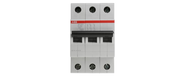 ABB Compact Home SH200 MCB, 3P Poles, 32A Curve C, 440V AC, 6 kA Breaking Capacity, MCB