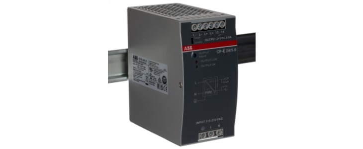 ABB CP-E Switch Mode DIN Rail Power Supply, 90 → 132 V ac, 180 → 264 V ac, 210 → 375V dc ac, dc