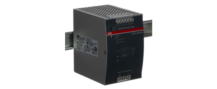 ABB CP-E Switch Mode DIN Rail Power Supply, 90 → 132V ac ac, dc Input, 24V dc dc Output, 10A Output, 240W