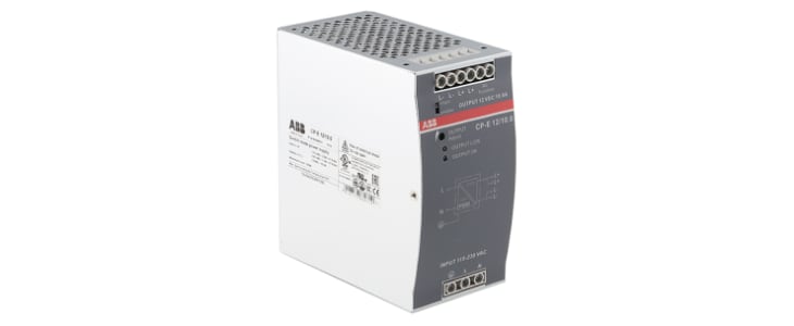 ABB CP-E Switch Mode DIN Rail Power Supply, 90 → 132V ac ac, dc Input, 12V dc dc Output, 10A Output, 120W