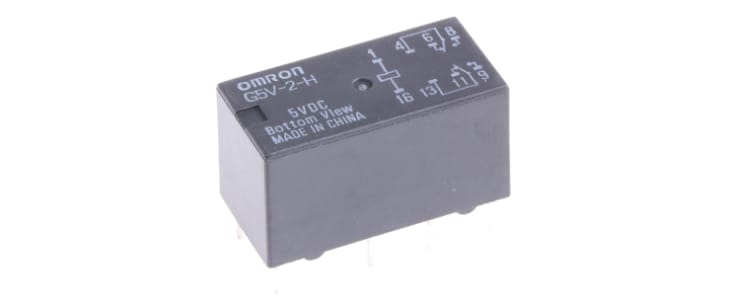 Omron PCB Mount Signal Relay, 5V dc Coil, 1A Switching Current, DPDT