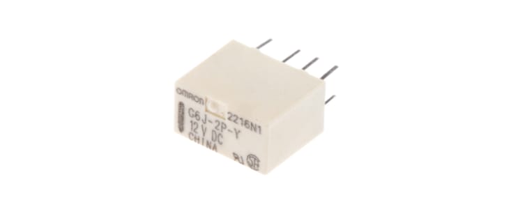 Omron PCB Mount Signal Relay, 12V dc Coil, 1A Switching Current, DPDT