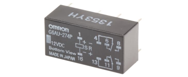 Omron PCB Mount Latching Signal Relay, 12V dc Coil, 2A Switching Current, DPDT