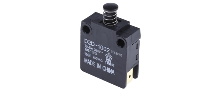 Omron Door Micro Switch, Plunger, SPST 16 A @ 250 V ac, -25 → +85°C