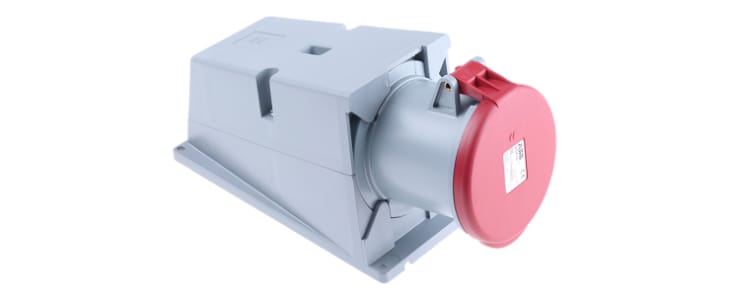 ABB, Tough & Safe IP44 Red Wall Mount 3P + N + E Right Angle Industrial Power Socket, Rated At 64A, 415 V