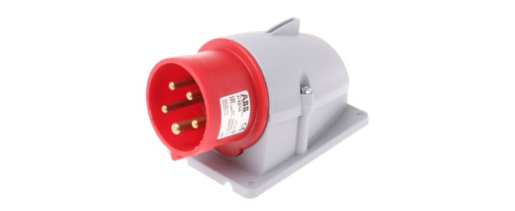 ABB, Easy & Safe IP44 Red Wall Mount 3P + N + E Right Angle Industrial Power Plug, Rated At 16A, 415 V