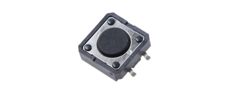 Black Cap Tactile Switch, SPST 50 mA @ 24 V dc 0.4mm Through Hole