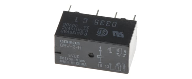 Omron PCB Mount Signal Relay, 5V dc Coil, 1A Switching Current, DPDT