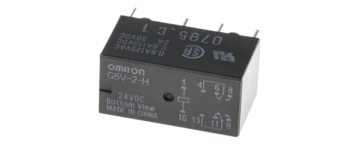 Omron PCB Mount Signal Relay, 24V dc Coil, 1A Switching Current, DPDT