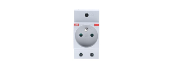 ABB Grey 1 Gang Plug Socket, 16A, Type E - French, Indoor Use