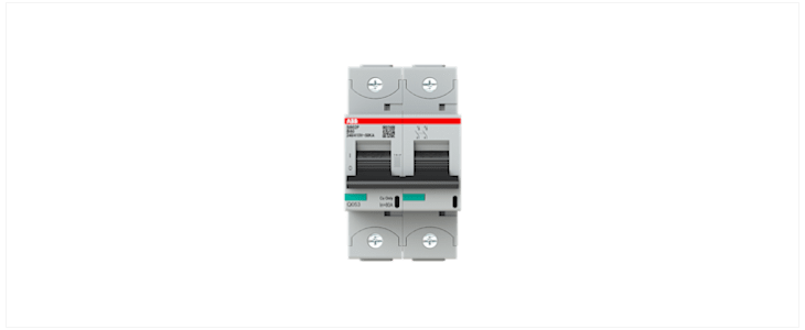 ABB High Performance S800S MCB, 2P Poles, 80A Curve B, 400V AC, 250V DC, 50 kA Breaking Capacity, MCB