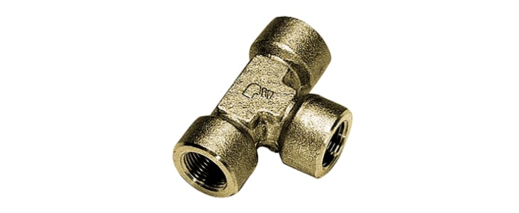 Legris Brass Pipe Fitting, Tee Threaded Equal Tee, Female BSPP 1/8in to Female BSPP 1/8in