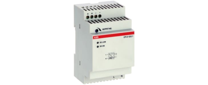 ABB CP-D Switch Mode DIN Rail Power Supply, 90 → 264V ac ac, dc Input, 12V dc dc Output, 2.1A Output, 30W