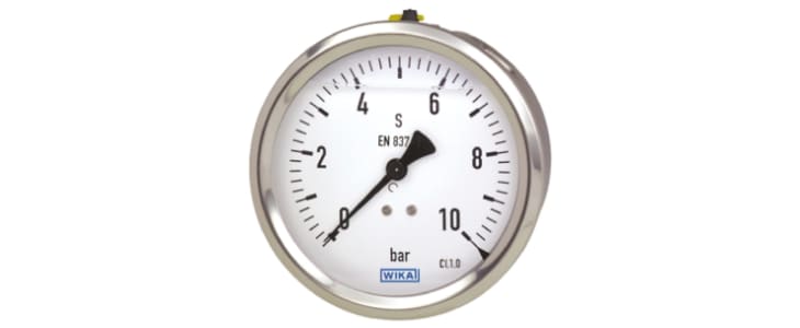 WIKA 7075554 Analogue Positive Pressure Gauge Back Entry 16bar, Connection Size G 1/4