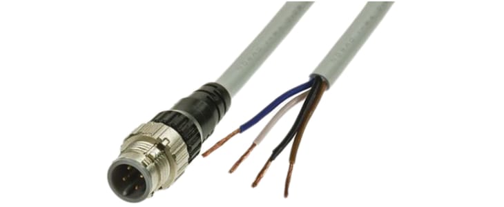 Omron Straight Male 4 way M12 to Unterminated Sensor Actuator Cable, 5m