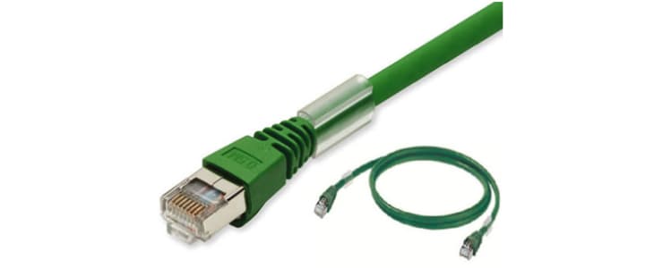 Omron Cat5 Male RJ45 to Male RJ45 Ethernet Cable, SFTP, UTP, Green PUR Sheath, 5m