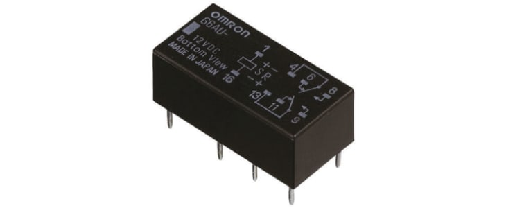 Omron PCB Mount Latching Signal Relay, 5V dc Coil, 3A Switching Current, DPDT