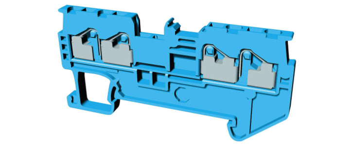 Omron XW5T Series Blue Non-Fused DIN Rail Terminal, 1.5mm², Single-Level, Push In Termination