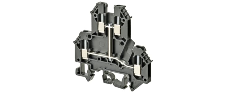 Omron XW5T Series Black DIN Rail Terminal Block, 2.5mm², Double-Level, Screw Termination