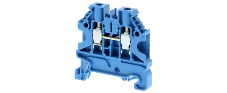 Omron XW5T Series Blue DIN Rail Terminal Block, 4mm², Single-Level, Screw Termination