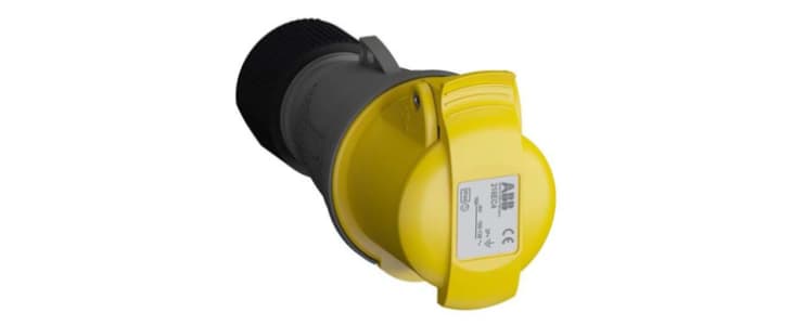 ABB, Easy & Safe IP44 Yellow Cable Mount 2P + E Industrial Power Socket, Rated At 16A, 110 V