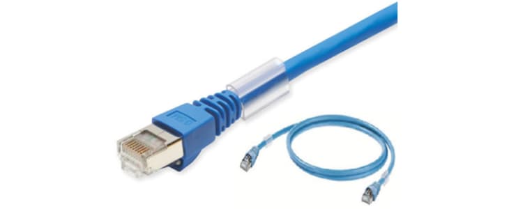 Omron Cat6a Male RJ45 to Male RJ45 Ethernet Cable, S/FTP, Blue LSZH Sheath, 1.5m, Low Smoke Zero Halogen (LSZH)