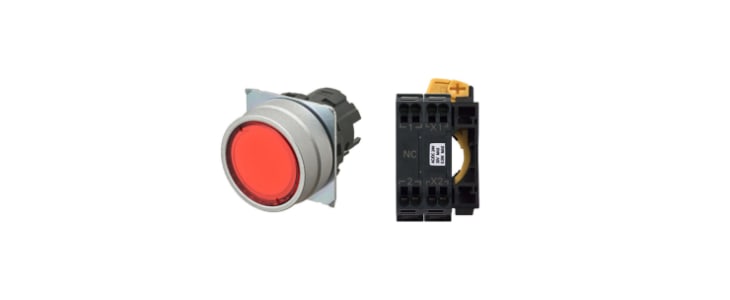 Omron A22N Series Illuminated Push Button Complete Unit, Panel Mount, 22mm Cutout, DPST, IP66