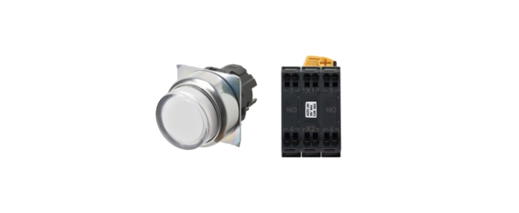 Omron A22N Series Illuminated Push Button Complete Unit, Panel Mount, 22mm Cutout, DPST, IP66