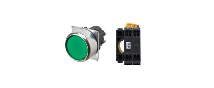 Omron A22N Series Illuminated Push Button Complete Unit, Panel Mount, 22mm Cutout, DPST, IP66