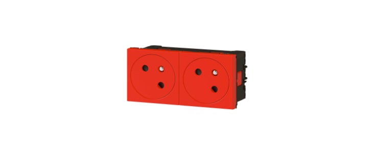 Legrand Red 2 Gang Plug Socket, 16A, Indoor Use