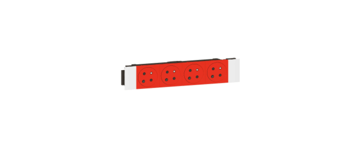 Legrand Red 4 Gang Plug Socket, 16A, Indoor Use