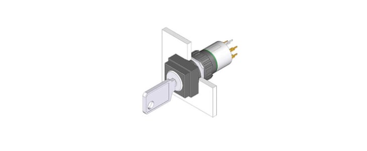 IP65 Key Switch, 1NC+1NO, 100 mA 2-Way