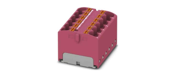 Phoenix Contact Distribution Block, 12 Way, 0.2 → 6mm², 32A, 450 V, Pink