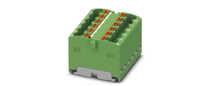 Phoenix Contact Distribution Block, 12 Way, 2.5mm², 17.5A, 450 V, Green