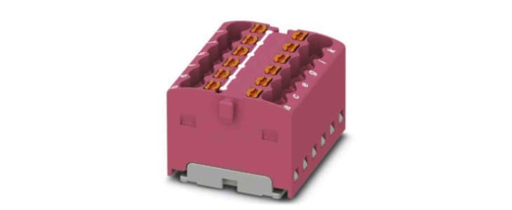 Phoenix Contact Distribution Block, 12 Way, 2.5mm², 17.5A, 450 V, Pink