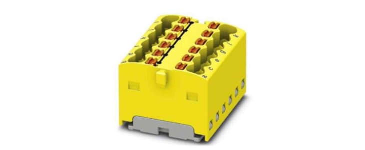 Phoenix Contact Distribution Block, 12 Way, 2.5mm², 17.5A, 450 V, Yellow