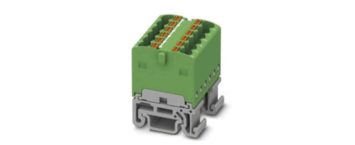 Phoenix Contact Distribution Block, 12 Way, 2.5mm², 17.5A, 500 V, Green