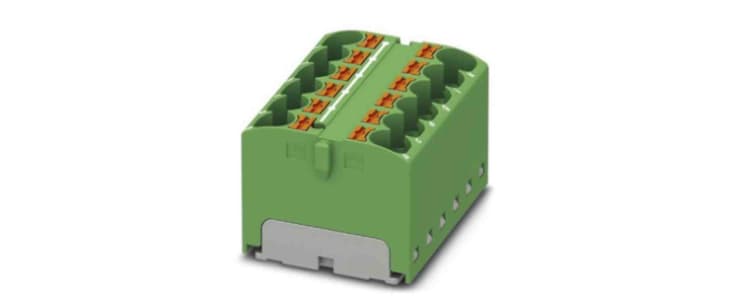 Phoenix Contact Distribution Block, 12 Way, 0.2 → 6mm², 32A, 450 V, Green