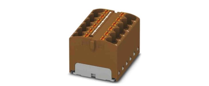 Phoenix Contact Distribution Block, 12 Way, 0.2 → 6mm², 32A, 450 V, Brown