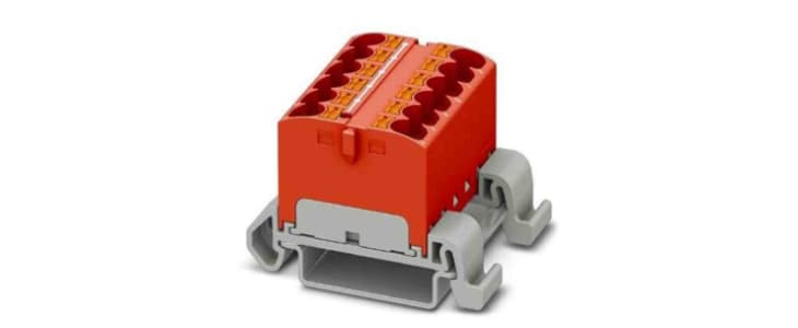 Phoenix Contact Distribution Block, 12 Way, 0.2 → 6mm², 32A, 800 V, Red