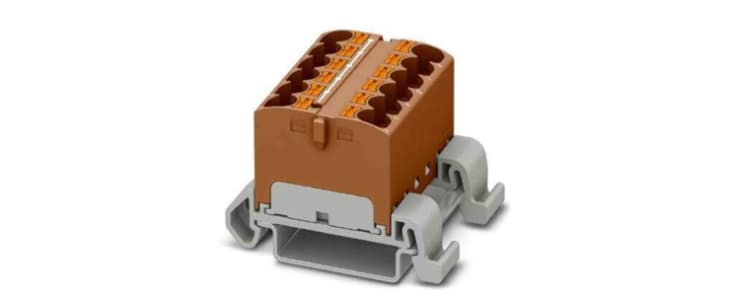 Phoenix Contact Distribution Block, 12 Way, 0.2 → 6mm², 32A, 800 V, Brown