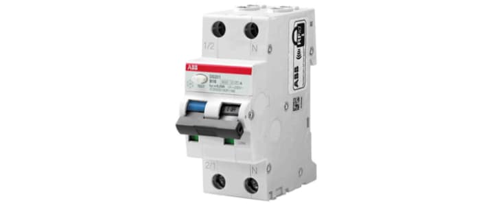 ABB RCBO, 10A Current Rating, 2P Poles, 10mA Trip Sensitivity, System Pro M Compact Range